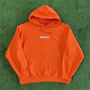 Supreme Orange Box Logo Hoodie - Bright Orange Pullover